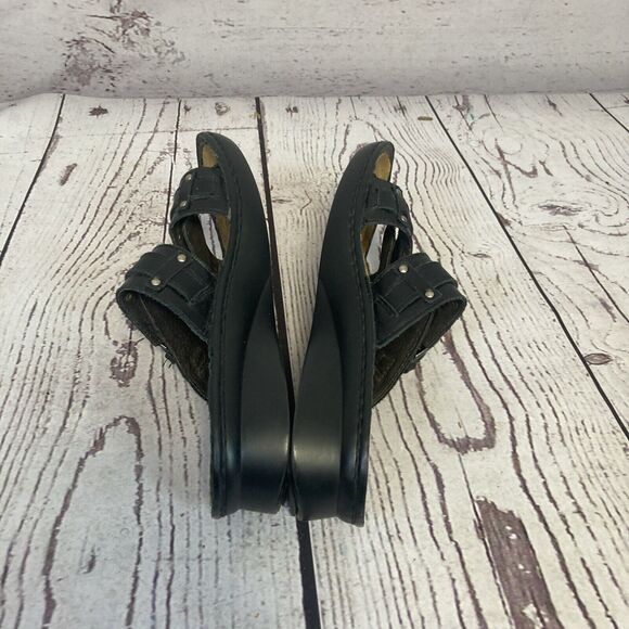 Naot Karaoke Wedge Sandals 6 Black‎ Straps Side Buckle Open Toe Comfort